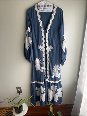 Farm Rio Flounce Embroidered Maxi Dress